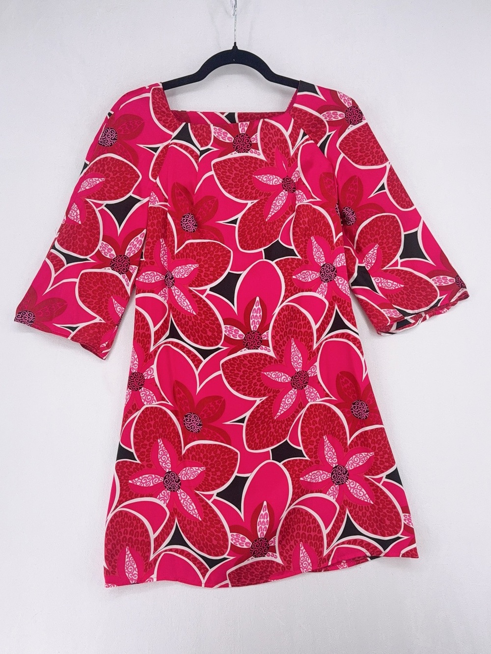 Y2K Vintage A.B.S. Silk Bold Retro Graphic Floral Open Back Mini Dress Size 4